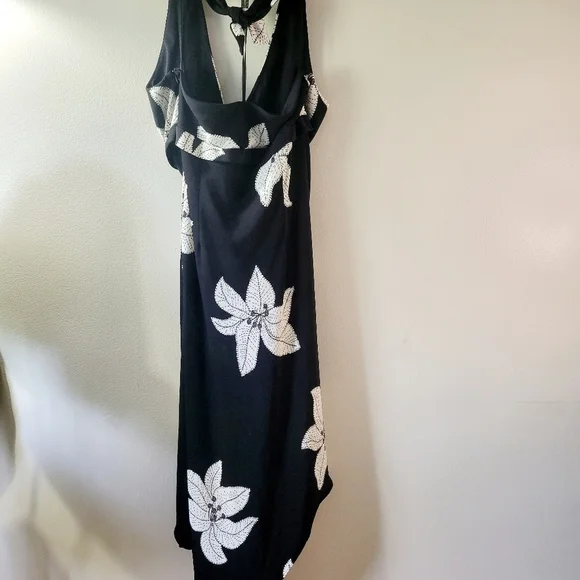 DRESSBARN Floral Dress Sz 14 Flowy Sexy Date Halter Coquette Boho Y2K Babydoll - Picture 6 of 7